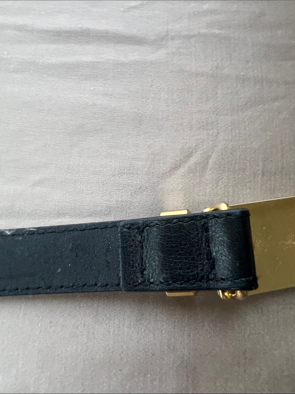 Versus By Versace Black Leather Belt with Gold-Tone Logo Buckle and Crystals - Picture 10 of 13